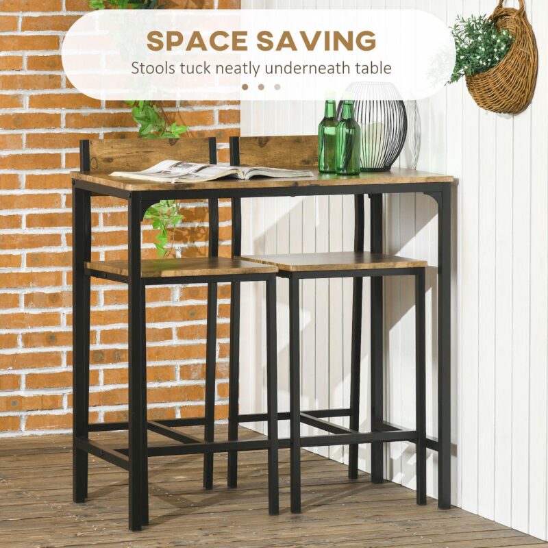 Industrial Counter-height 3pc Bar Table High Back Stool For Dining Room - Image 4