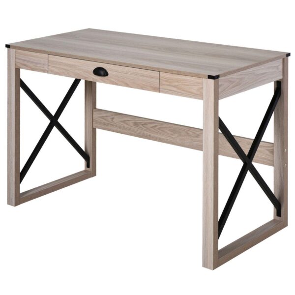 Industrial Wooden X-frame Particleboard Workstation Desk For Home Office