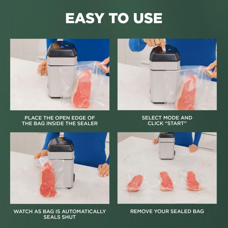 InstaSeal Airtight Double Seal Compact Upright Bag Food Vacuum Sealer with 12 Bags - Image 7