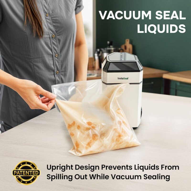 InstaSeal Airtight Double Seal Compact Upright Bag Food Vacuum Sealer with 12 Bags - Image 4