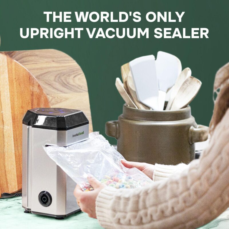 InstaSeal Airtight Double Seal Compact Upright Bag Food Vacuum Sealer with 12 Bags - Image 6