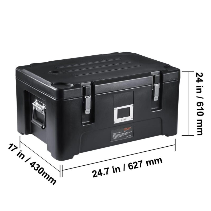 Insulated Food Pan Carrier, 36Qt Capacity, Stackable Catering Hot Box with 3 Stainless Steel Pans,Top Load LLDPE Food Warmer with Elastic Side Handles and Buckles, for Restaurant Canteen, Black - Image 8