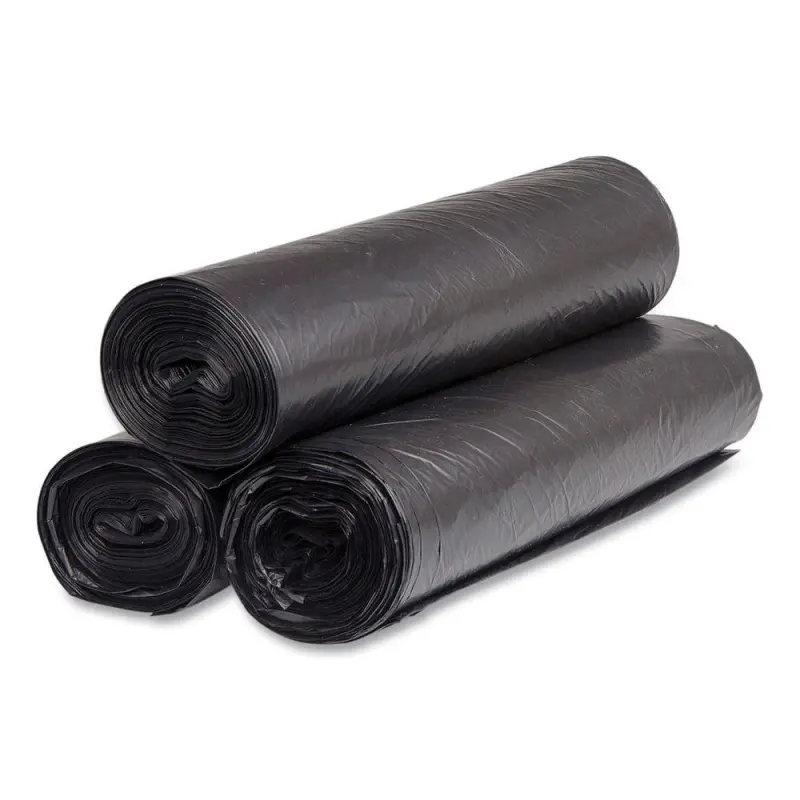 Inteplast Group High-Density Can Liner 43 x 48 60gal 16mic Black 25/Roll 8 Rolls/Carton S434816K - Image 4