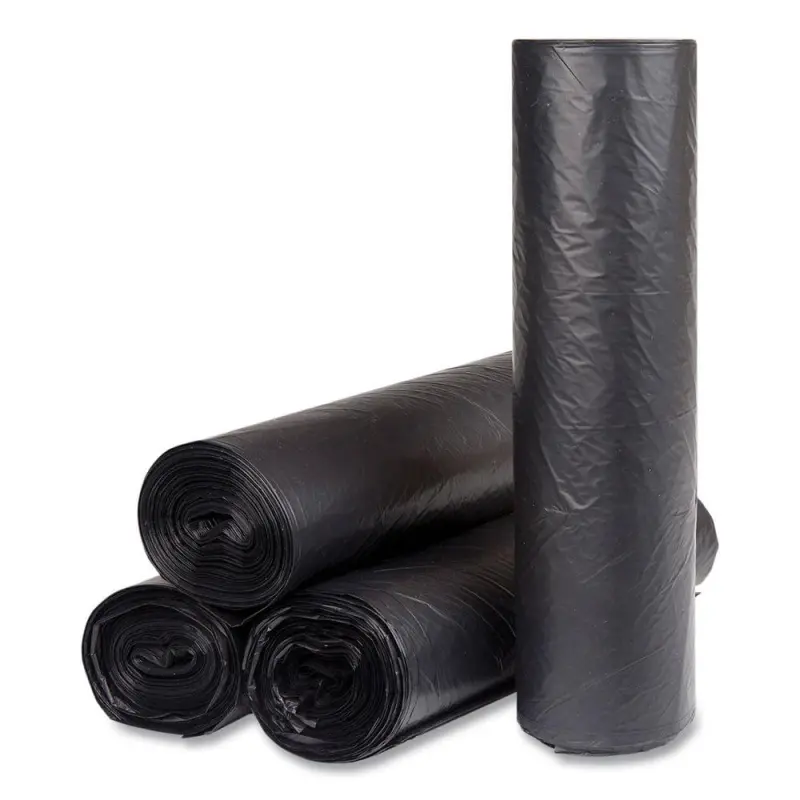 Inteplast Group High-Density Can Liner 43 x 48 60gal 16mic Black 25/Roll 8 Rolls/Carton S434816K - Image 2
