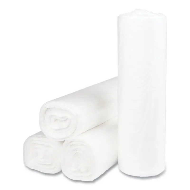 Inteplast Group S404814N 45 gal. 14 microns 40 in. x 48 in. High-Density Interleaved Commercial Can Liners - Clear (25 Bags/Roll, 10 Rolls/Carton)