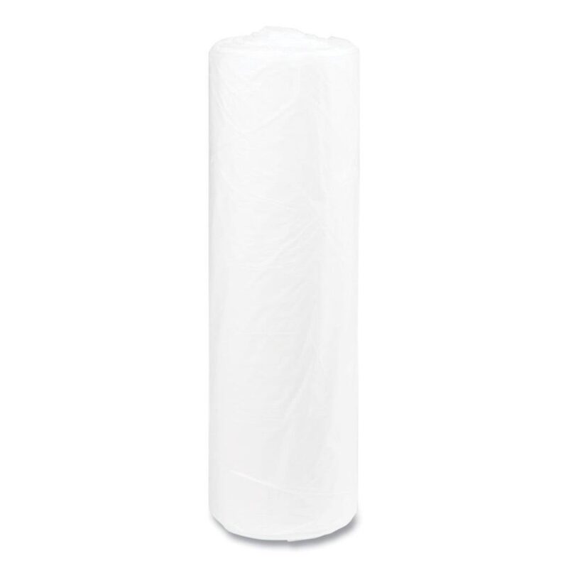 Inteplast Group S404814N 45 gal. 14 microns 40 in. x 48 in. High-Density Interleaved Commercial Can Liners - Clear (25 Bags/Roll, 10 Rolls/Carton) - Image 3