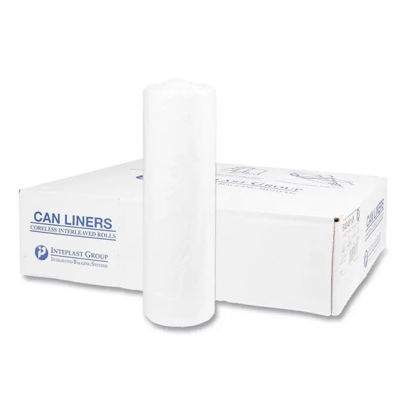 Inteplast Group S404814N 45 gal. 14 microns 40 in. x 48 in. High-Density Interleaved Commercial Can Liners - Clear (25 Bags/Roll, 10 Rolls/Carton) - Image 4