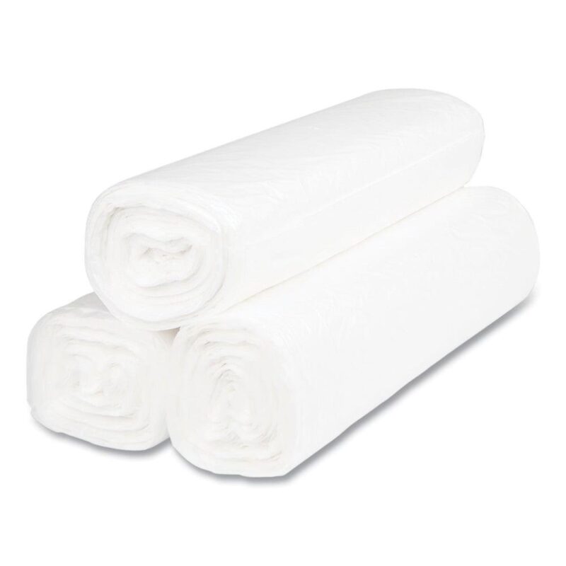 Inteplast Group S404814N 45 gal. 14 microns 40 in. x 48 in. High-Density Interleaved Commercial Can Liners - Clear (25 Bags/Roll, 10 Rolls/Carton) - Image 2