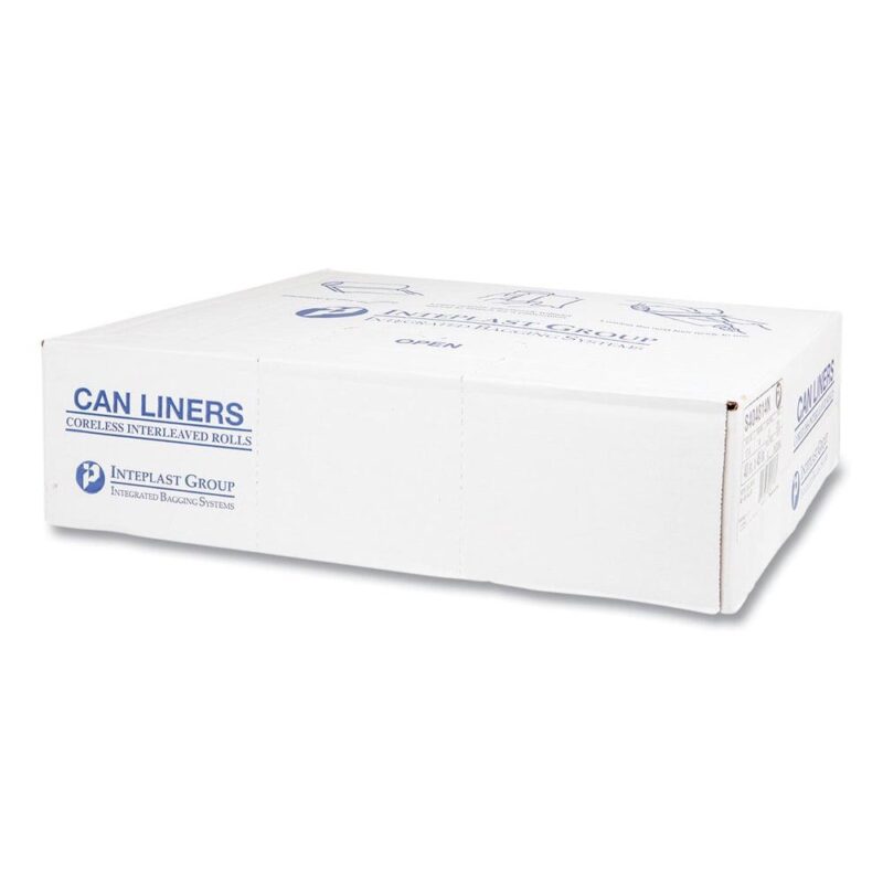 Inteplast Group S404814N 45 gal. 14 microns 40 in. x 48 in. High-Density Interleaved Commercial Can Liners - Clear (25 Bags/Roll, 10 Rolls/Carton) - Image 5