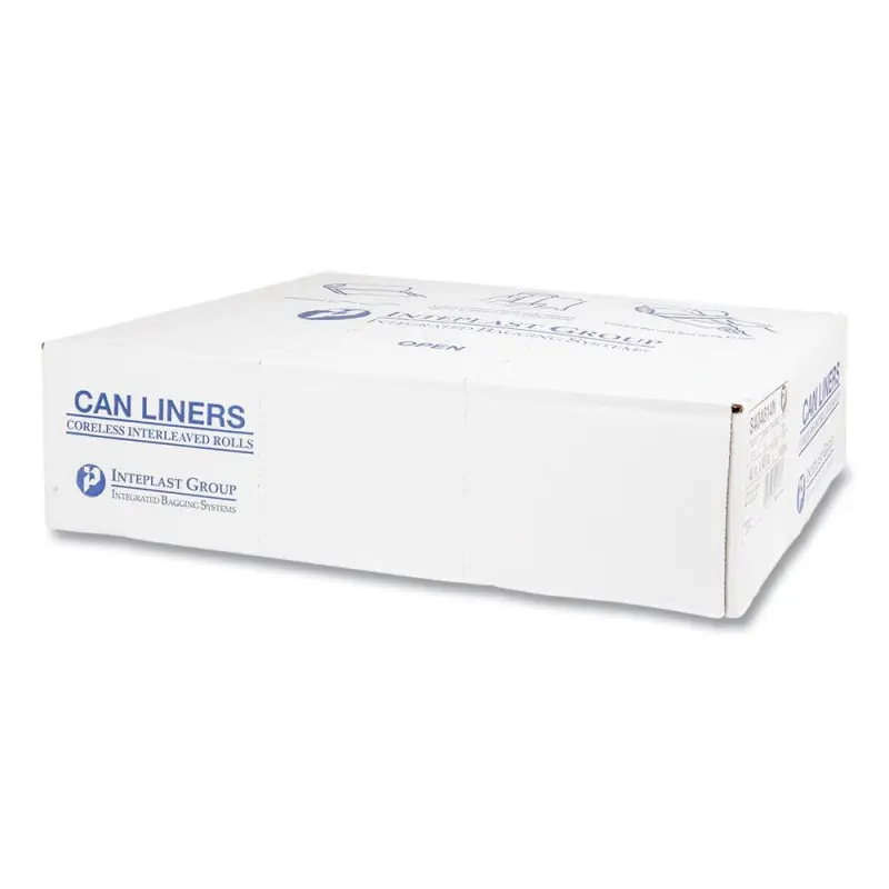 Inteplast Group S404814N 45 gal. 14 microns 40 in. x 48 in. High-Density Interleaved Commercial Can Liners - Clear (25 Bags/Roll, 10 Rolls/Carton) - Image 5