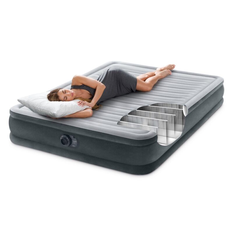 Intex Comfort Deluxe Dura-Beam Plush Air Mattress Bed with Built-In Pump, Queen - Image 4