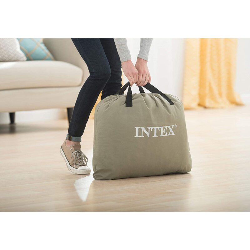Intex Dura Beam Deluxe Pillow Raised Air Mattress Bed With Built In Pump, Queen - Image 5