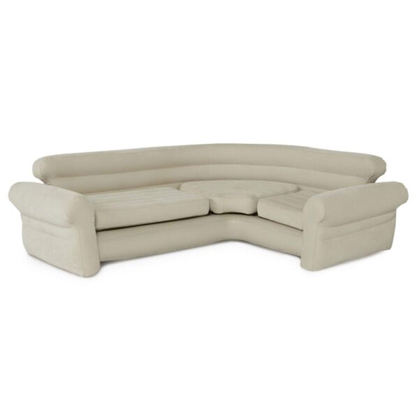 Intex Inflatable Corner Living Room Air Mattress Sectional Sofa Couch, Beige