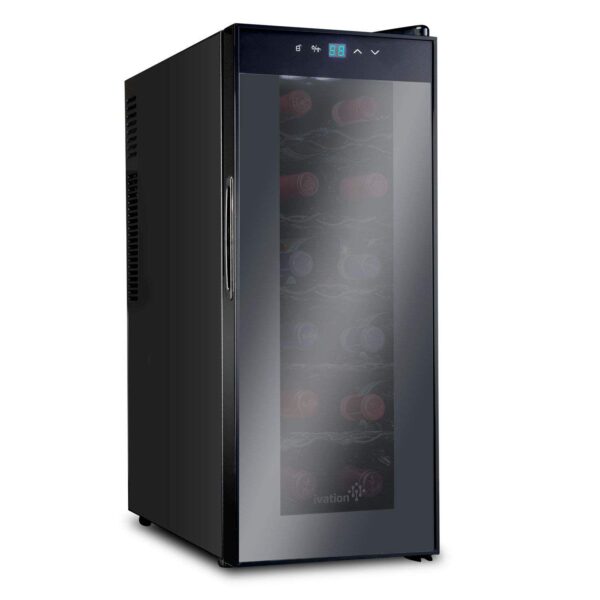 Ivation 12 Bottle Thermoelectric Wine Cooler, Quiet Freestanding Wine Fridge, Black