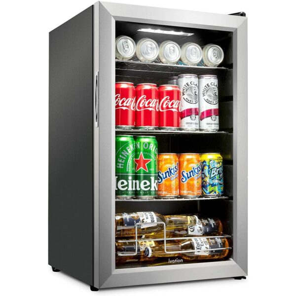 Ivation Beverage Refrigerator Ultra Cool Mini Drink Fridge Beer, Juice Cooler for Home and Office