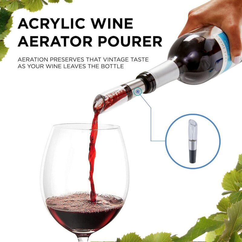 Ivation Electric Wine Opener,7-Piece Wine Gift Set, Electric Bottle Opener, Wine Aerator Pourer - Image 4