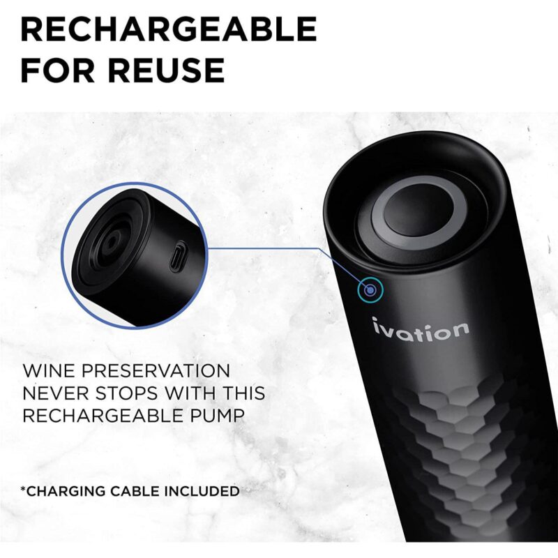 Ivation Rechargeable Wine Pump with Wine Bottle Stopper / Wine Bottle Sealer - Image 2