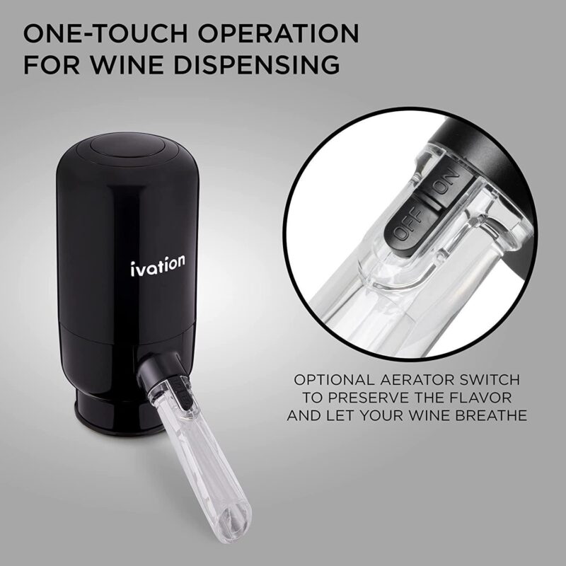 Ivation Wine Aerator and Dispenser Spout, Electric Wine Pourer and Stopper - Image 2