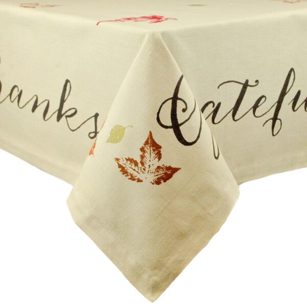 Ivory Rustic Leaves Printed Rectangular Tablecloth 60  x 84