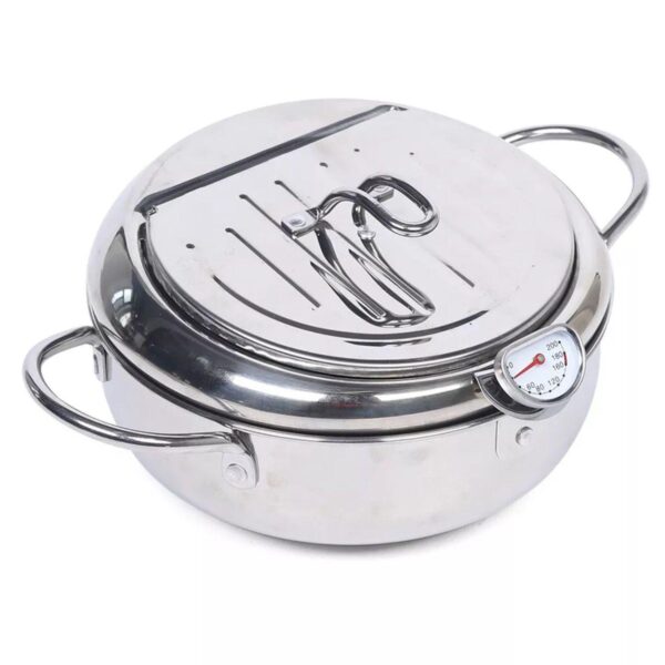 Japanese Style Mini Stainless Steel Frying Pot With Thermometer 20cm