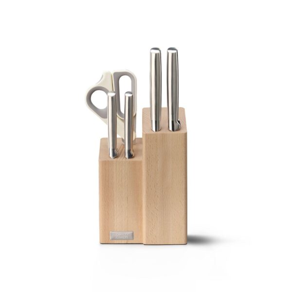 Joseph Joseph Elevate Fusion 5-pc. Knife, Cleaver and Scissor Set with Beechwood Knife Block