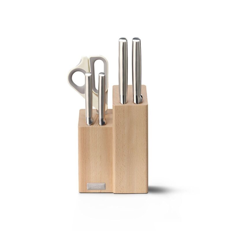 Joseph Joseph Elevate Fusion 5-pc. Knife, Cleaver and Scissor Set with Beechwood Knife Block