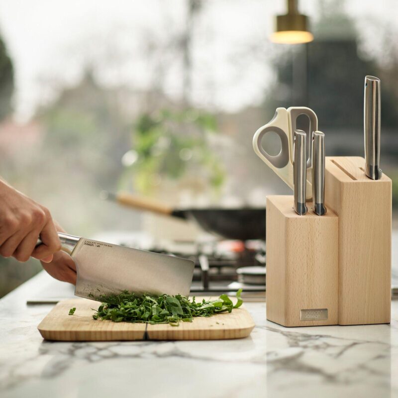 Joseph Joseph Elevate Fusion 5-pc. Knife, Cleaver and Scissor Set with Beechwood Knife Block - Image 3