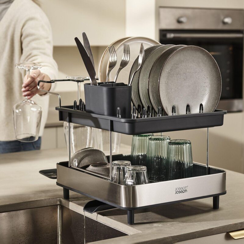 Joseph Joseph Excel Steel 2-Tier Stainless Steel Dish Rack - Image 2