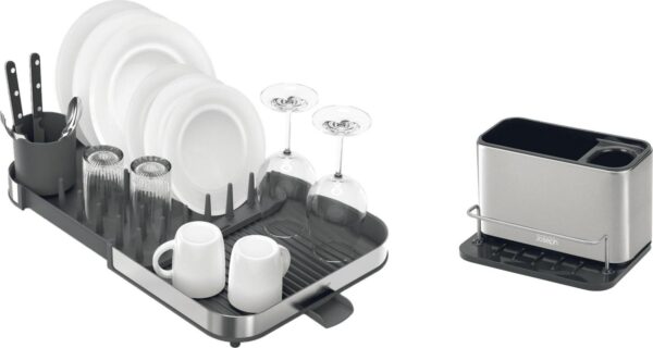 Joseph Joseph Expanding Steel Dish Rack and Surface Steel Sink Tidy Organizer - 2-Piece Set