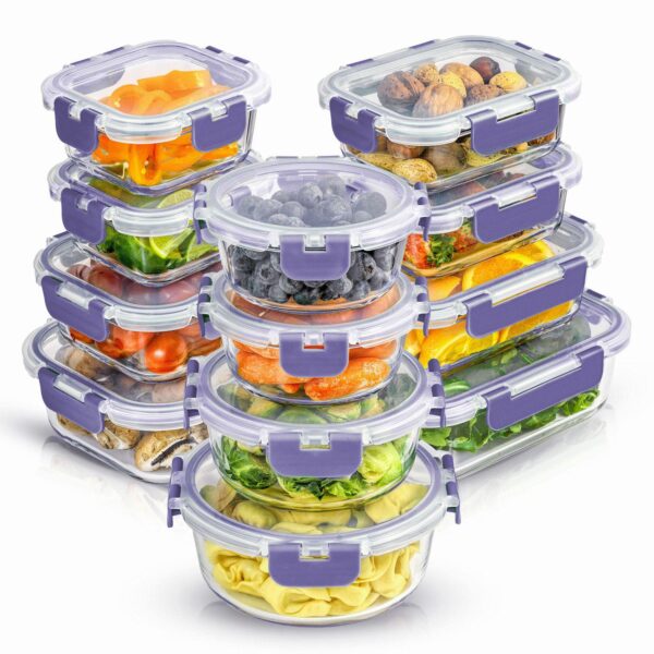 JoyFul by JoyJolt 24-Piece Glass Storage Containers with Leakproof Lids Set