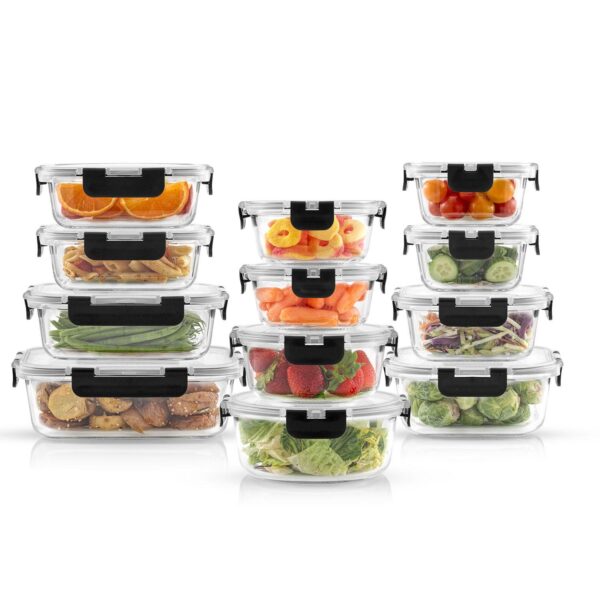 JoyJolt 24-Piece Glass Storage Containers with Leakproof Lids Set