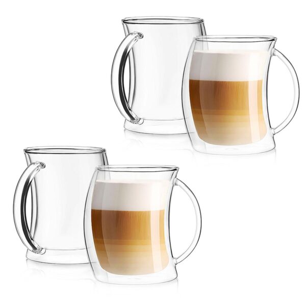 JoyJolt Caleo 4-pc. Double Walled Latte Glass Set