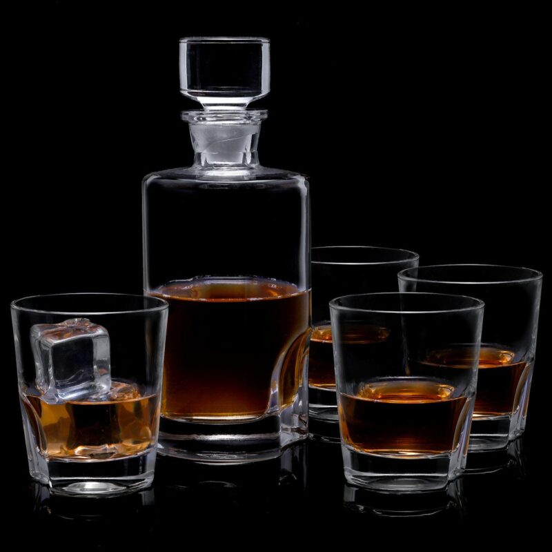 JoyJolt Carina Whiskey 5-Piece Crystal Decanter Set - Image 3