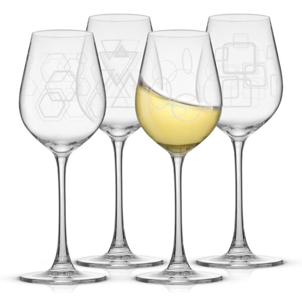 JoyJolt Geo Set of 4 White Wine Glasses