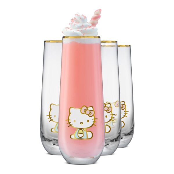 JoyJolt Hello Kitty Stay Gold Stemless Flutes