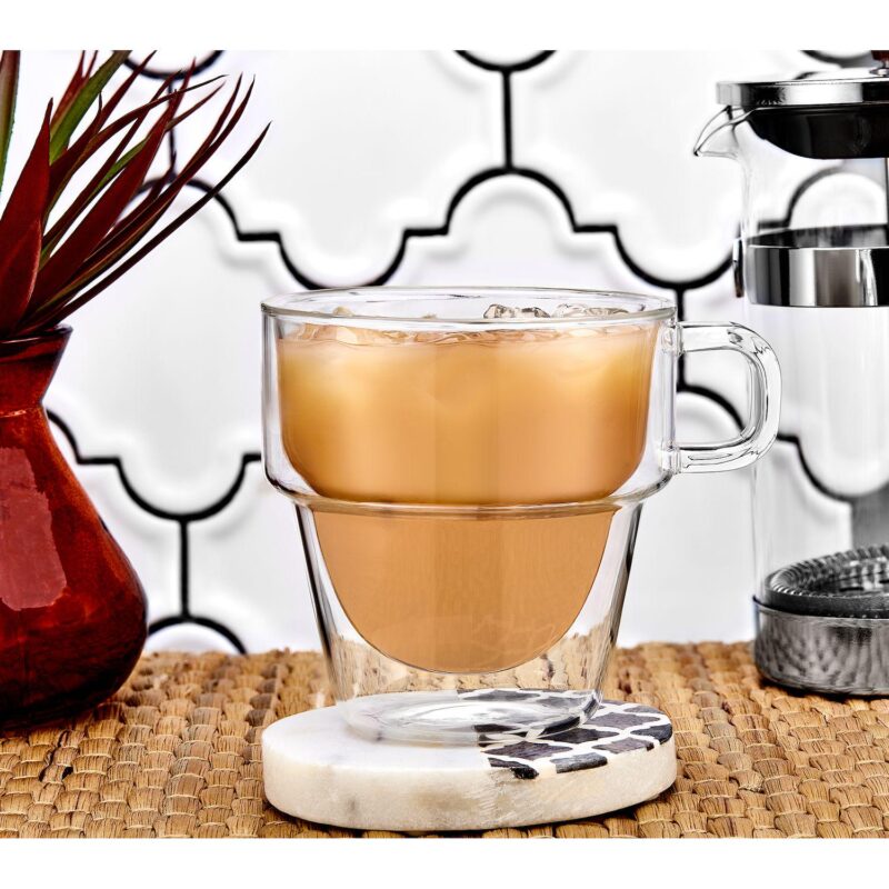 JoyJolt Stoiva 8-pc. Stackable Double-Wall Coffee Glass Set - Image 6