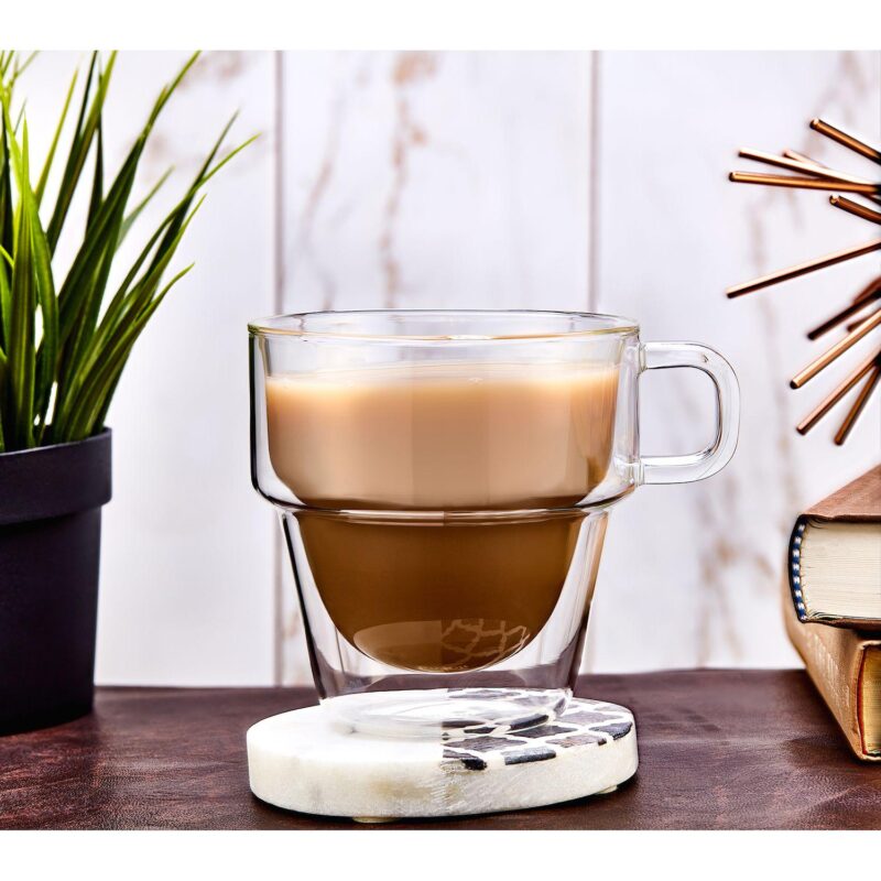 JoyJolt Stoiva 8-pc. Stackable Double-Wall Coffee Glass Set - Image 3
