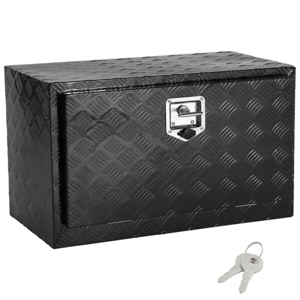 KFFKFF Truck Underbody Toolbox, Dimensions: 30 x17 x18 , Crafted from Durable Aluminum Diamond Plate, Features Lock and Keys for Security, with T-Handle Latch, Ideal for Trucks, Vans, Trailers