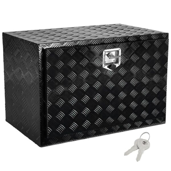 KFFKFF Underbody Truck Toolbox, Dimensions 48 x17 x18 , Crafted from Durable Aluminum Diamond Plate, Features Lock and Keys for Security, with T-Handle Latch, Ideal for Trucks, Vans, Trailers