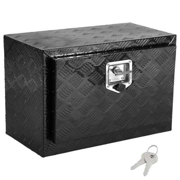 KFFKFF Underbody Truck Storage, 24 x17 x18 , Durable Aluminum Diamond Plate Toolbox, Lockable with Keys, Weatherproof Trailer Box with T-Handle Latch for Trucks, Vans, Trailers