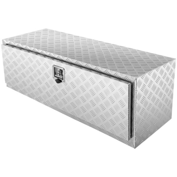 KFFKFF Underbody Truck Storage, 48 x24 x24  Aluminum Diamond Plate Toolbox, Lockable with Keys, Weatherproof Trailer Box with T-Handle Latch for Truck, Van, Trailer