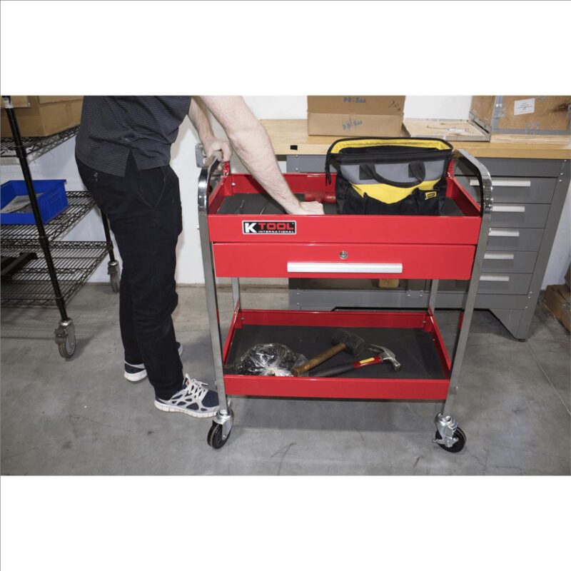 K-Tool KTI-75105 Steel Service Tool Cart w/ 1-Drawer and 2-Shelves - Image 5