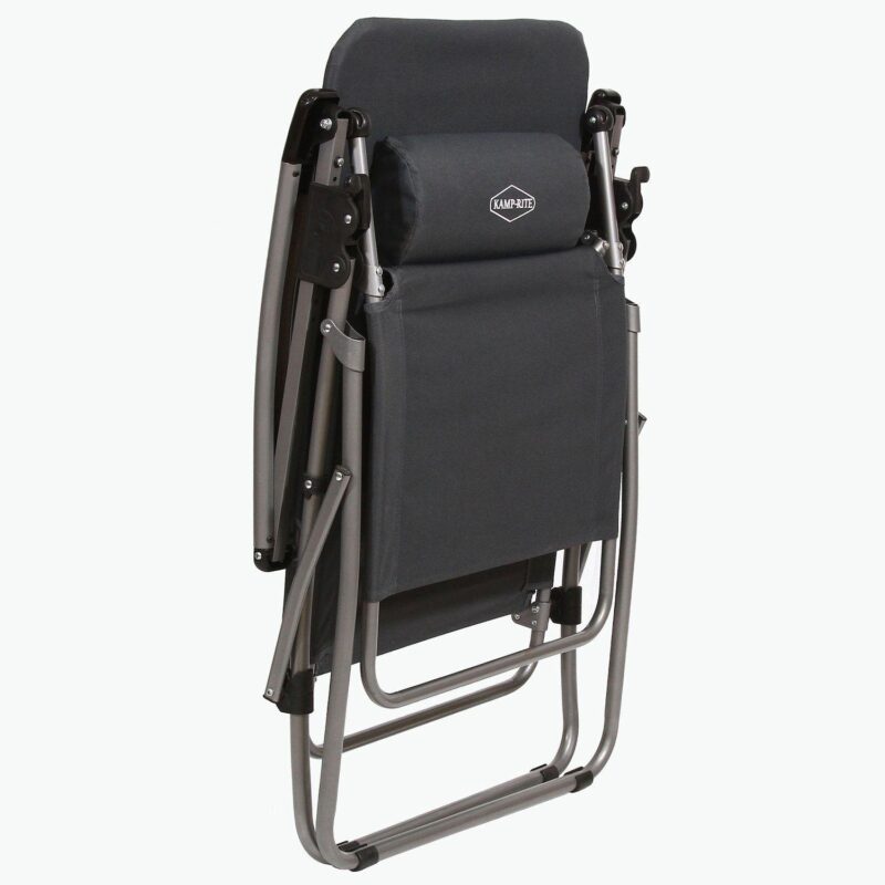 Kamp-rite Outdoor Folding Reclining Zero Gravity Chair W/ Headrest Pillow, Gray - Image 3