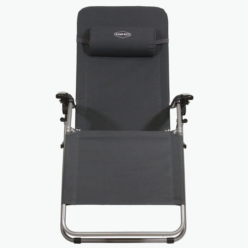 Kamp-rite Outdoor Folding Reclining Zero Gravity Chair W/ Headrest Pillow, Gray - Image 2