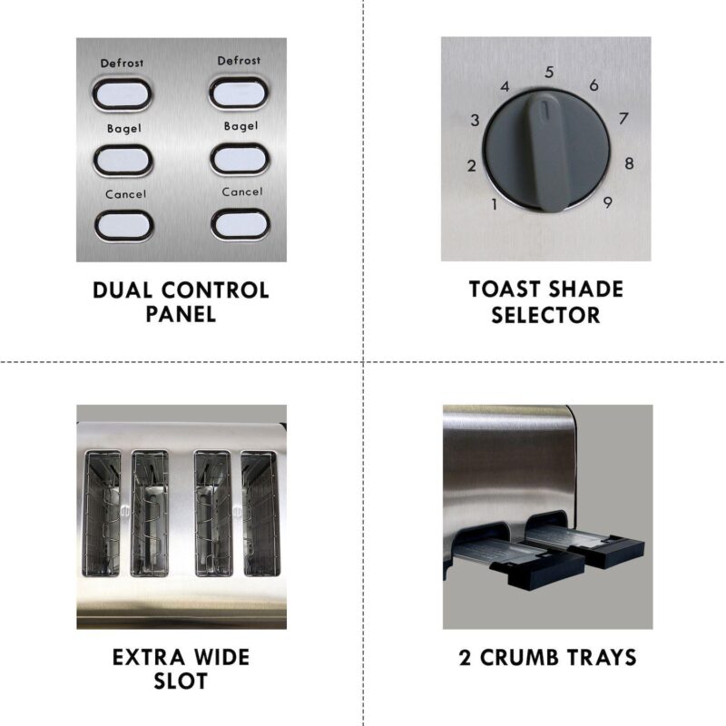 Kenmore 4-Slice Dual Control Wide-Slot Stainless Steel Toaster - Image 6