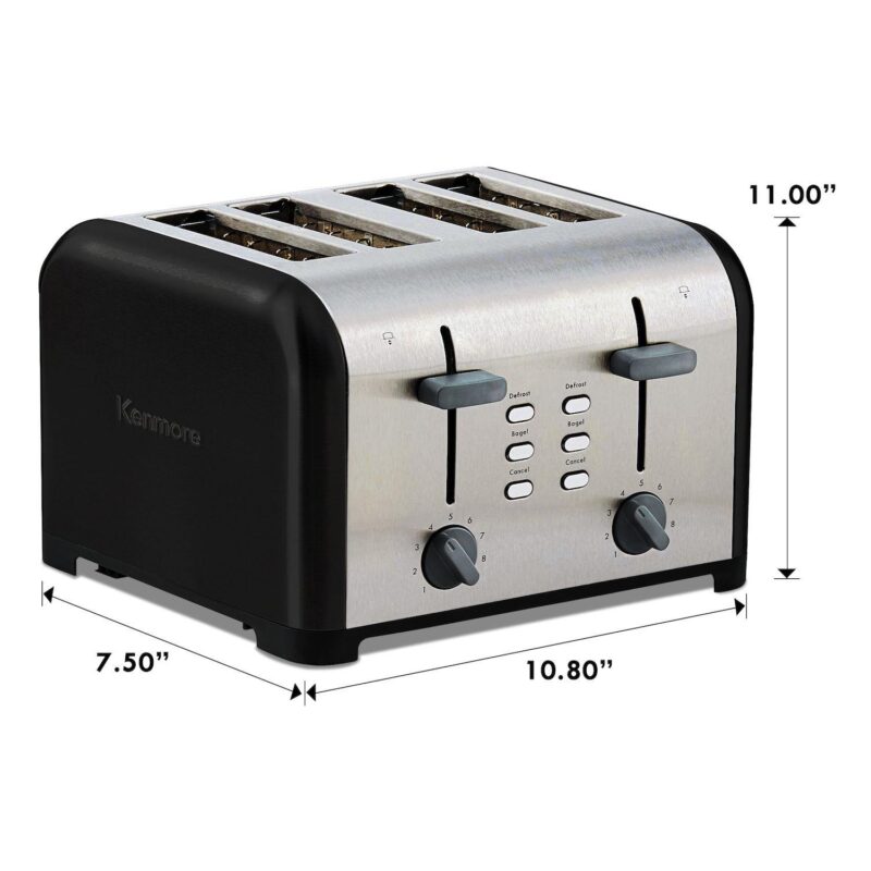 Kenmore 4-Slice Dual Control Wide-Slot Stainless Steel Toaster - Image 7