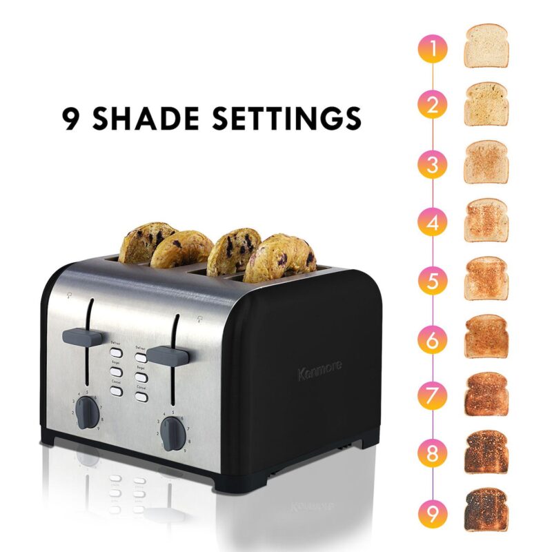 Kenmore 4-Slice Dual Control Wide-Slot Stainless Steel Toaster - Image 4