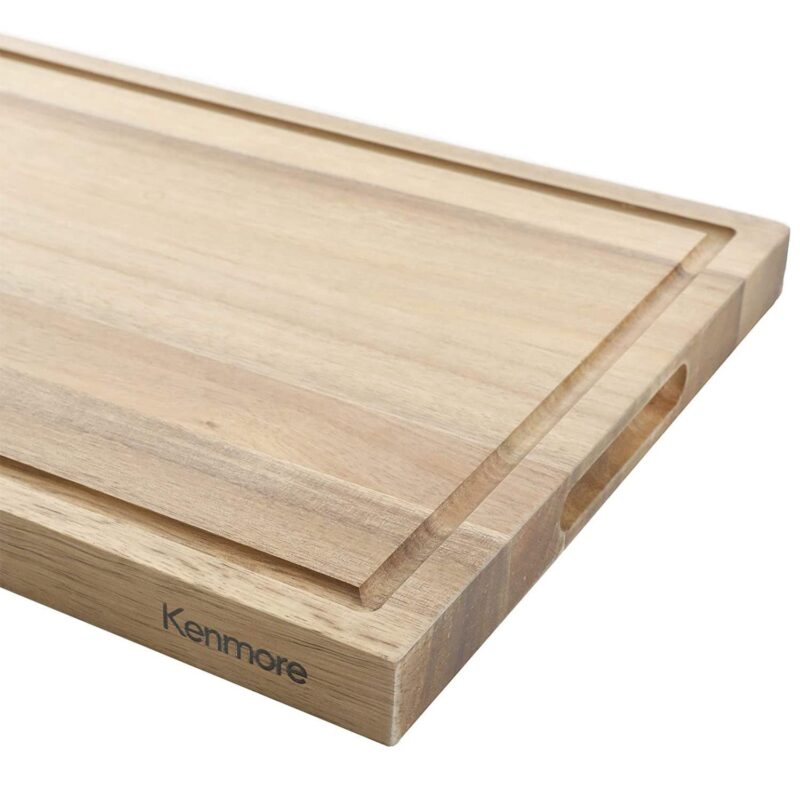 Kenmore Archer 21 Inch Acacia Wood Cutting Board with Groove Handles - Image 4