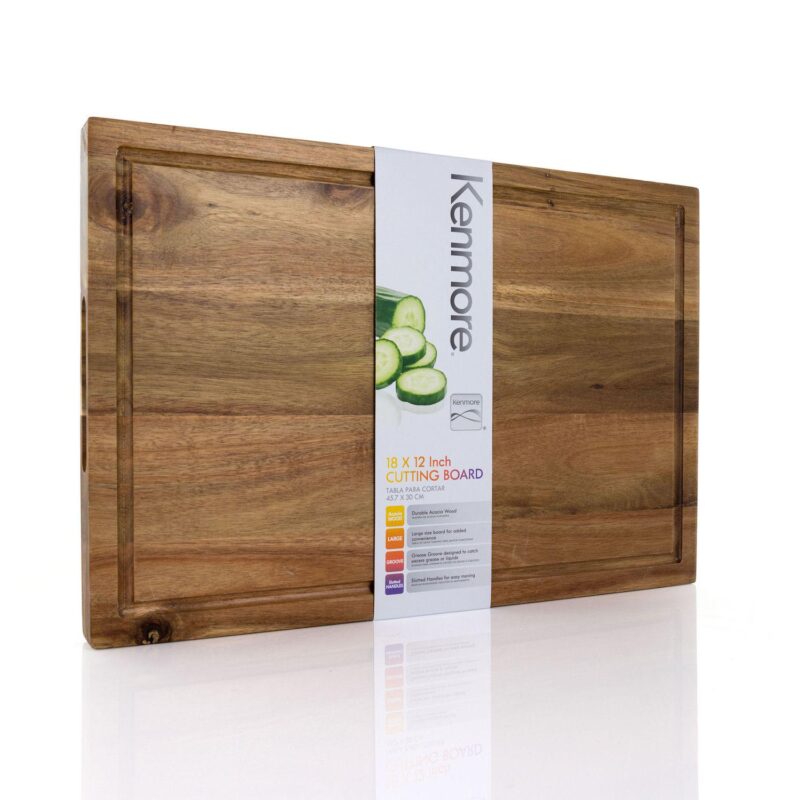 Kenmore Archer 21 Inch Acacia Wood Cutting Board with Groove Handles - Image 5