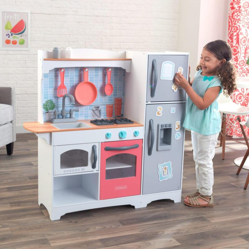KidKraft Mosaic Magnetic Play Kitchen with Ice Maker and Accessory Play Set - Image 2